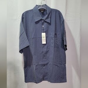 L.A.Beat Men's Blue NWT Striped Short Sleeve Dress Shirt Size 2XL